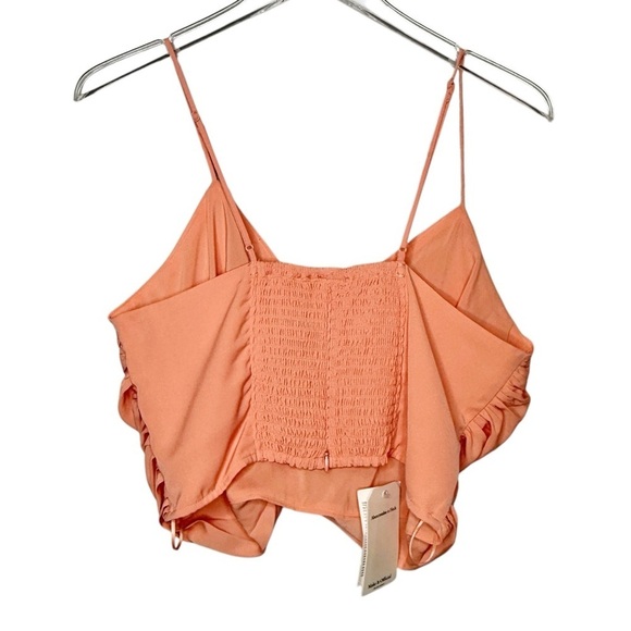 NEW Abercrombie Ruched Coral Pink O Ring Women’s Crop Cami Tank Top Sz L - Picture 8 of 11